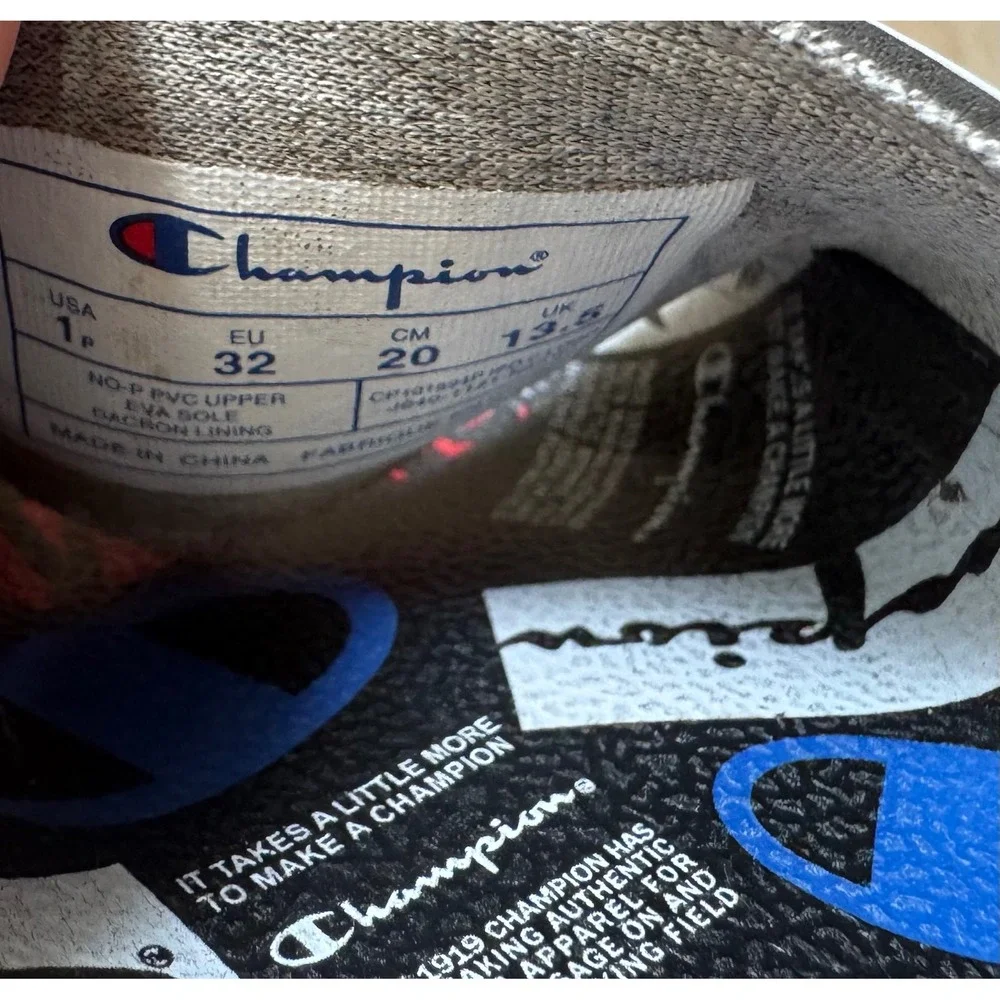 Champion Kids Repeat Logo Slide Sandals Red White‎ Blue Size 1Y Sporty Steetwear